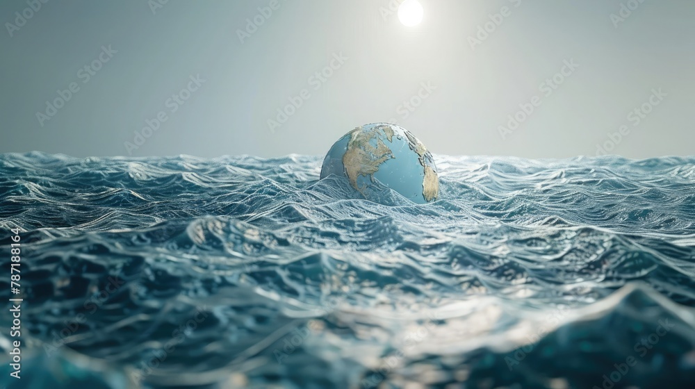 Poster An abstract 3D representation of the Earth's oceans with text overlay commemorating World Water Day. 
