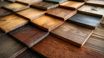 A stack of wooden boards with different shades of brown