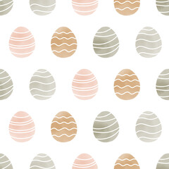 Seamless pattern with easter eggs, hand drawn illustration in watercolor style