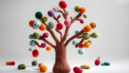 knitted tree with fruits
