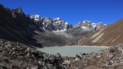 Thonak Tsho, glacier lake in the upper Gokyo Valley, Nepal.
