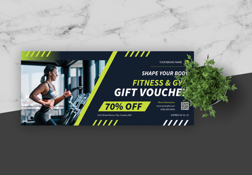 Blue And Green Bold Minimalist Voucher