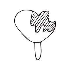 ice cream. doodle. black lines. sweet. summer. cooling. a sketch. The ice cream is hand-drawn. different types of cooling ice cream. on a white background. vector. food. dessert. cold. sweetness.