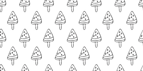 ice cream. doodle. black lines. sweet. summer. cooling. sketch. seamless pattern. seamless. pattern. food. The ice cream is hand-drawn. different types of cooling ice cream. on a white background. vec