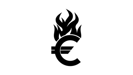 Euro inflation, black isolated silhouette - obrazy, fototapety, plakaty