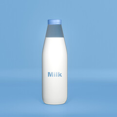 Milk in a white bottle with a blue cap