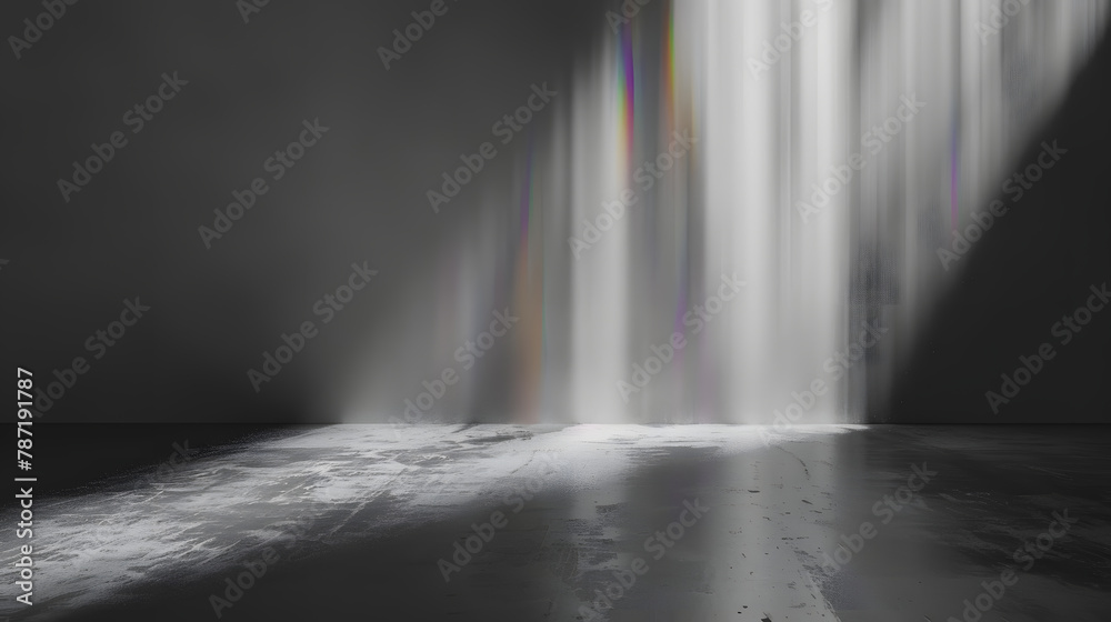 Leinwandbilder black and white grain blur texture wall with rainbow refraction light and shadow smoke copy space ab
