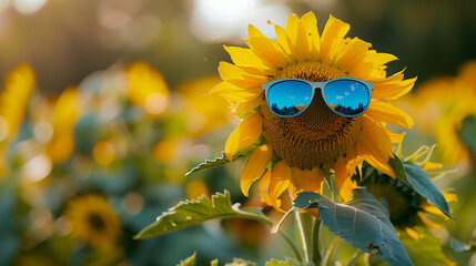 sunflower wearing sunglasses in summer - Powered by Adobe