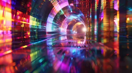 Fotobehang Technicolor holograms popping against the dark creating a mesmerizing sight. © Justlight