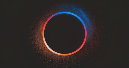 Abstract solar eclipse with colorful halo on dark background - obrazy, fototapety, plakaty