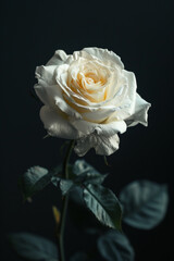 Isolated white rose on a black background