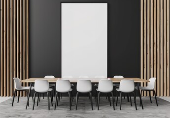 Modern conference room with empty presentation board - obrazy, fototapety, plakaty