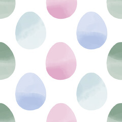 Seamless pattern with easter eggs, hand drawn illustration in watercolor style