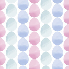 Seamless pattern with easter eggs, hand drawn illustration in watercolor style