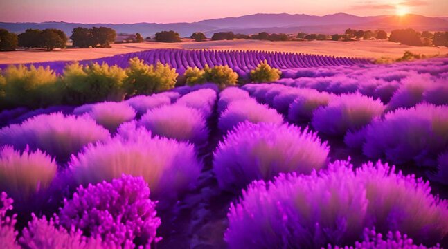 lavender field in the morning on spring season