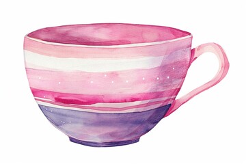 watercolor clipart,coffee cup, pink, and purple, watercolor painting, Softhued, png white background