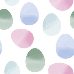 Seamless pattern with easter eggs, hand drawn illustration in watercolor style