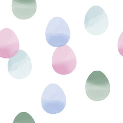 Seamless pattern with easter eggs, hand drawn illustration in watercolor style
