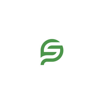 PS or SP monogram logo in rounded shape with green color.