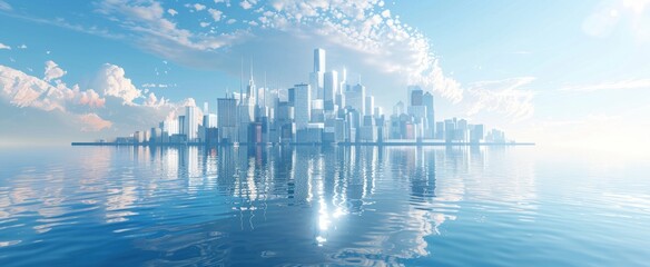 Fototapeta premium Science and technology sense abstract solid geometry urban architecture