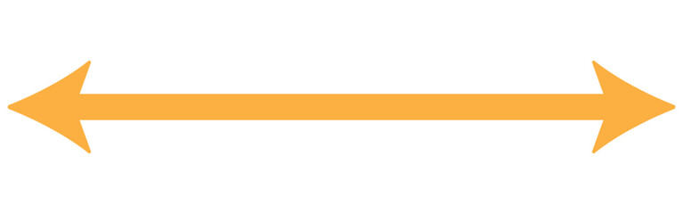 Obraz premium Horizontal dual thin long straight double ended arrow. Contour isolated vector image on white background.