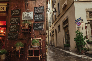 Outside picture of a food shop in Arezzo, Toscana, Italy