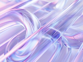 3d render of glassmorphic blue purplish tubes going through each other on white background - obrazy, fototapety, plakaty