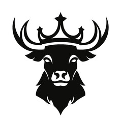 cow head portrait, set of stylized vector symbols