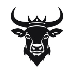 cow head portrait, set of stylized vector symbols