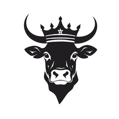cow head portrait, set of stylized vector symbols