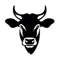cow head portrait, set of stylized vector symbols