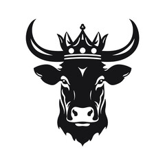 cow head portrait, set of stylized vector symbols