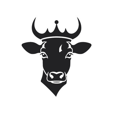 cow head portrait, set of stylized vector symbols