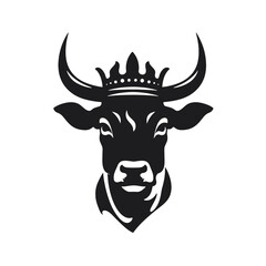 cow head portrait, set of stylized vector symbols