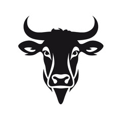 cow head portrait, set of stylized vector symbols