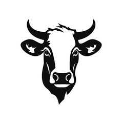 cow head portrait, set of stylized vector symbols