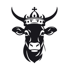 cow head portrait, set of stylized vector symbols