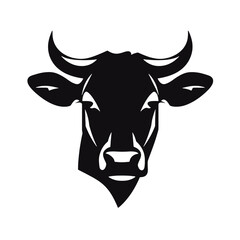 cow head portrait, set of stylized vector symbols