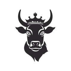 cow head portrait, set of stylized vector symbols