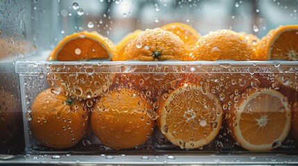 Oranges inside the container