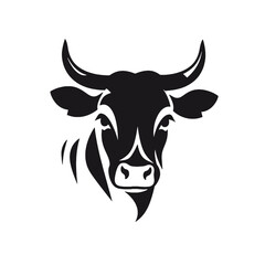 cow head logo silhouette vector