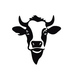 cow head logo silhouette vector