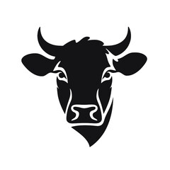 cow head logo silhouette vector