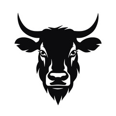 cow head logo silhouette vector