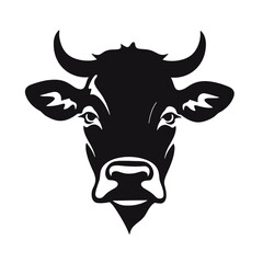 cow head logo silhouette vector