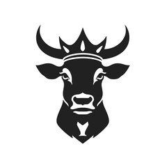 cow head logo silhouette vector
