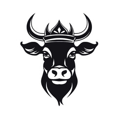 cow head logo silhouette vector