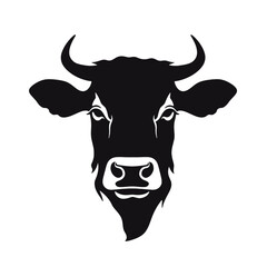 cow head logo silhouette vector