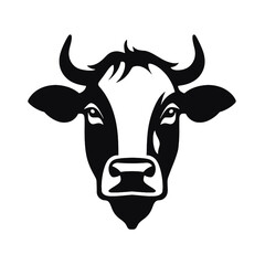 cow head logo silhouette vector