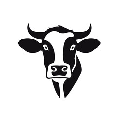 cow head logo silhouette vector